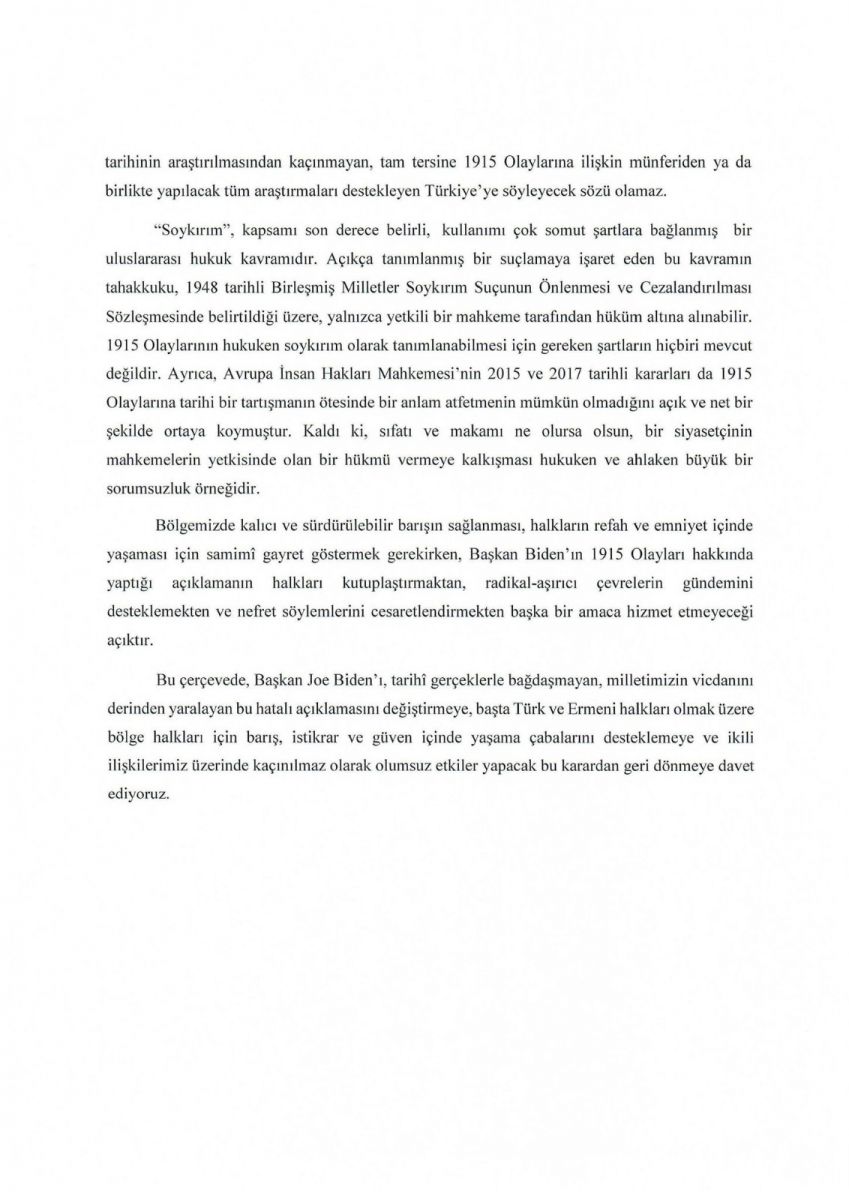 Meclis'ten ABD Başkanı Biden'a ortak tepki